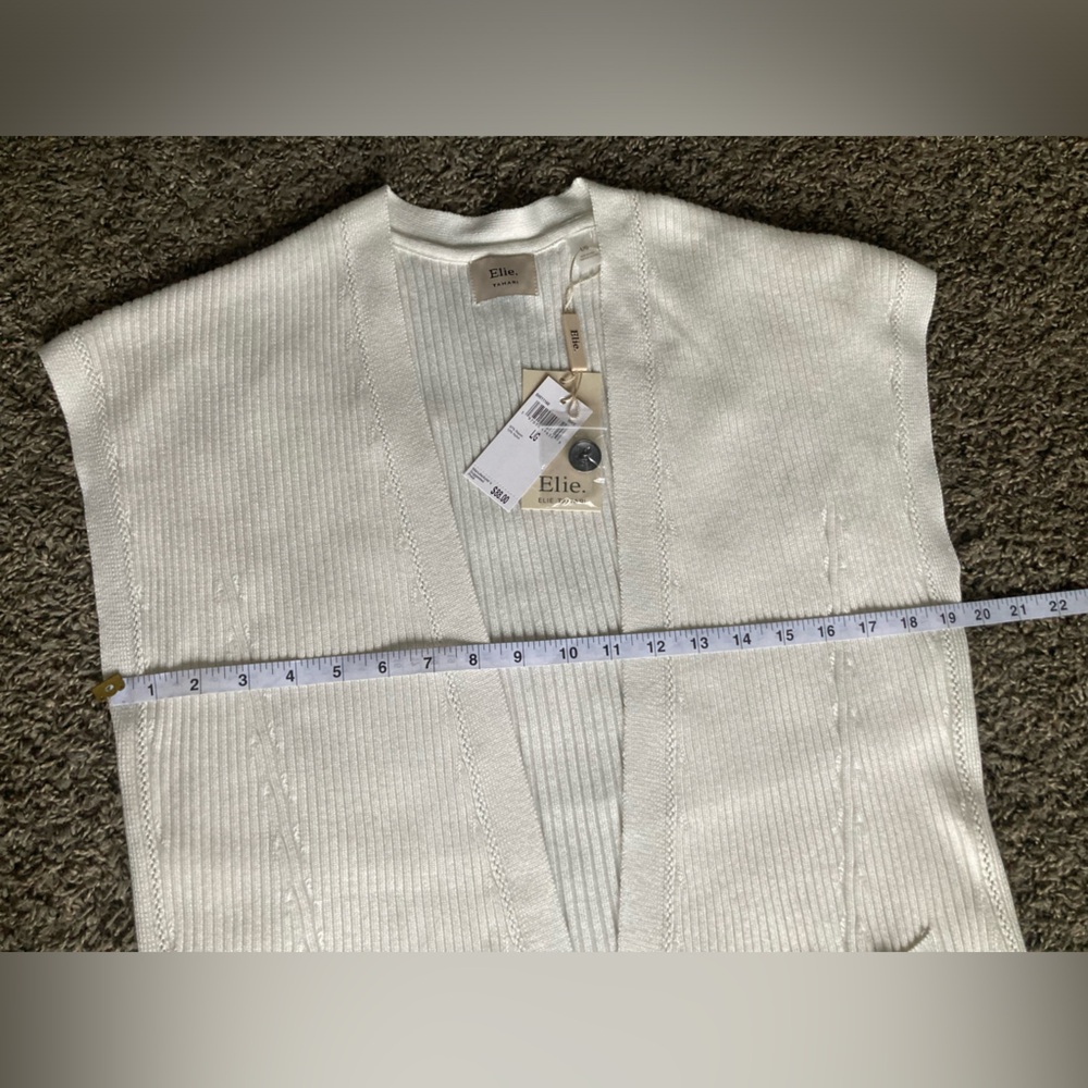 Elie Tahari Long Sleeveless Vest Ivory White Size L NWT - Picture 5 of 12